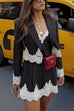 Rosiedress Single Button Striped Lace Trim Crop Blazer