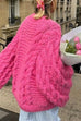 Rosiedress Round Neck Oversized Cable Knit Sweater