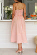 Rosiedress V Neck Lace-up Striped Midi Cami Dress