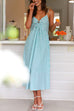 Rosiedress V Neck Lace-up Striped Midi Cami Dress