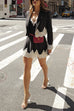 Rosiedress Single Button Striped Lace Trim Crop Blazer