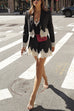 Rosiedress Single Button Striped Lace Trim Crop Blazer