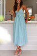 Rosiedress V Neck Lace-up Striped Midi Cami Dress