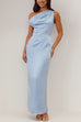 Rosiedress Asymmetric Shoulder Back Slit Waisted Maxi Dress