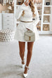 Rosiedress Mockneck Long Sleeves Waisted Mini Dress