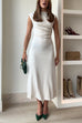Rosiedress Mockneck Sleeveless Side Ruched Midi Dress