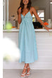 Rosiedress V Neck Lace-up Striped Midi Cami Dress
