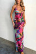 Rosiedress Halter Open Back Printed Stretchy Maxi Bodycon Dress