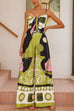 Rosiedress Tie Front Cut Out Wide Leg Printed Cami Jumpsuit