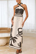 Rosiedress Palm Canyon Print Criss Cross Halter Maxi Dress