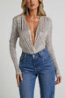 Rosiedress Wrap Deep V Neck Long Sleeves Sequin Bodysuit