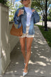 Rosiedress Vintage Button Down Pocketed Denim Jacket