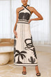 Rosiedress Palm Canyon Print Criss Cross Halter Maxi Dress