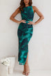 Rosiedress Sleeveless Side Slit Printed Bodycon Midi Dress