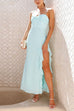 Rosiedress Adjustable Strap Ruffle High Slit Maxi Dress