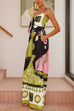 Rosiedress Tie Front Cut Out Wide Leg Printed Cami Jumpsuit