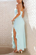 Rosiedress Adjustable Strap Ruffle High Slit Maxi Dress