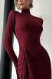 Rosiedress Turtleneck Ruched High Slit Maxi Party Dress