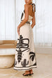 Rosiedress Palm Canyon Print Criss Cross Halter Maxi Dress