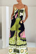Rosiedress Tie Front Cut Out Wide Leg Printed Cami Jumpsuit