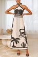 Rosiedress Palm Canyon Print Criss Cross Halter Maxi Dress