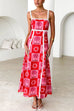 Rosiedress Ric Rac Trim Bow Back Palm Soleil Print Maxi Cami Dress