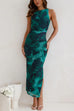 Rosiedress Sleeveless Side Slit Printed Bodycon Midi Dress