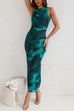 Rosiedress Sleeveless Side Slit Printed Bodycon Midi Dress