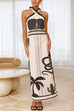 Rosiedress Palm Canyon Print Criss Cross Halter Maxi Dress