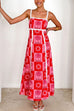 Rosiedress Ric Rac Trim Bow Back Palm Soleil Print Maxi Cami Dress