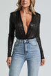 Rosiedress Wrap Deep V Neck Long Sleeves Sequin Bodysuit