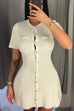 Rosiedress Short Sleeves Button Down Mini Knit Dress