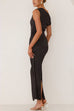 Rosiedress Asymmetric Shoulder Back Slit Waisted Maxi Dress