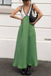Rosiedress V Neck Color Block Sleeveless Maxi Swing Dress