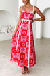 Rosiedress Ric Rac Trim Bow Back Palm Soleil Print Maxi Cami Dress