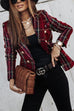 Rosiedress Double Breasted Open Front Plaid Blazer Jacket