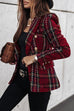 Rosiedress Double Breasted Open Front Plaid Blazer Jacket