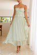 Rosiedress Frill Trim Lace Up Ruched Maxi Cami Dress