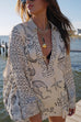 Rosiedress Collared V Neck Shirt and Side Slit Shorts Vitamin Sea Print Set