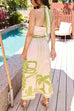 Rosiedress Palm Canyon Print Criss Cross Halter Maxi Dress