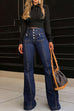 Rosiedress Button Fly Bell Bottoms Denim Pants