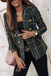 Rosiedress Double Breasted Open Front Plaid Blazer Jacket