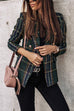 Rosiedress Double Breasted Open Front Plaid Blazer Jacket