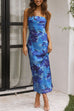 Rosiedress Strapless Scooped Cowl Backless Floral Print Maxi Dress