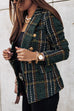 Rosiedress Double Breasted Open Front Plaid Blazer Jacket