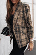 Rosiedress Double Breasted Open Front Plaid Blazer Jacket
