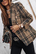 Rosiedress Double Breasted Open Front Plaid Blazer Jacket