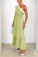 Rosiedress Tie Bow One Shoulder Waisted Ruffle Maxi Dress