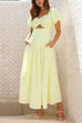 Rosiedress Puff Sleeves Twist Front Cut Out Swing Maxi Dress