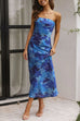 Rosiedress Strapless Scooped Cowl Backless Floral Print Maxi Dress